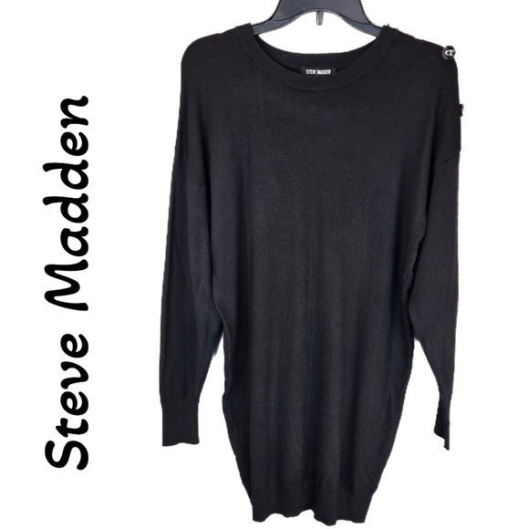 Steve Madden Black Sweater Dress Sz S Womens Soft & Cozy Feel Long Sleeve Warm - Picture 1 of 11